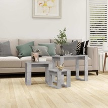 Nesting Tables 3 pcs Concrete Grey Engineered Wood - £29.35 GBP