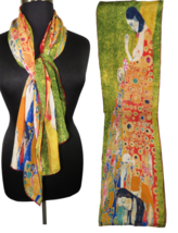 Oblong 100% Silk Scarf Wrap Art Gustav Klimt&#39;s Hope II - £15.63 GBP