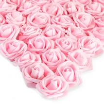 200 Pack Light Pink Artificial Flower Heads, 2 Inch Stemless Fake Foam Roses - £33.40 GBP