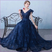 Medieval Blue Overlace Butterfly Sleeve Laceup Back Renaissance Ladies L... - £140.71 GBP