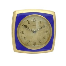 c1930 Kienzle Germany Alarm Clock Gold Dore Bronze with Blue Enamel - $158.40