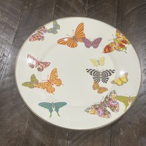 MACKENZIE-CHILDS Enamel Courtly Check Butterfly Garden 4 Dinner  Plate 1... - $79.19
