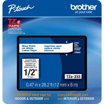 Brother Genuine P-touch, TZe-233CS, 0.47 x 26.2, Blue on White Laminated Label T - £20.42 GBP