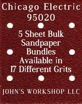 Chicago Electric 95020 - 1/4 Sheet - 17 Grits - No-Slip - 5 Sandpaper Bulk Bdls - $4.99