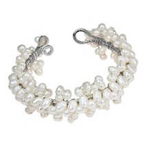 Lovely Handmade Round White Pearl Stone Cuff - £17.58 GBP
