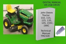John Deere 102 115 125 135 145 155C 190C Lawn Tractor Technical Manual TM2328 - £14.86 GBP+