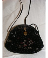 Vintage Meyers Tapestry Purse Black w Red &amp; Brown Accents Shoulder Strap... - €45,95 EUR