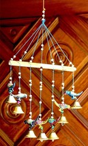 Home Decor Handcrafted Rajasthani Bells Birds Design Wall Hanging Us - £15.48 GBP