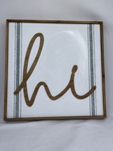 Farmhouse Wood Frame With Hi Word Art Hang Wall Home Decor Rustic Country Decor - £8.15 GBP
