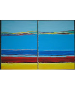 two original abstract acrylic paintings on canvas with free postage - £52.52 GBP