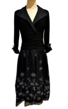 JESSICA HOWARD Black Evening Dress Size 12 Midi Fit and Flare 3/4 Sleeve... - £25.70 GBP
