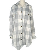 Old Navy Plaid Soft Brushed Utility Shacket Button Gray Jacket Womens Sz... - $34.64