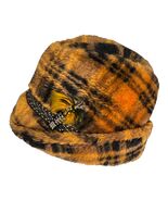 Vintage 1960s Faux Fur Plaid Fedora Hat Brown Orange w/ Feather Accent –... - $531.40 MXN