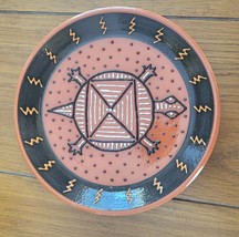 Handmade Redware Pottery Raised Glazed TURTLE Ethnic Shallow Dish Plate ... - $276.02 MXN