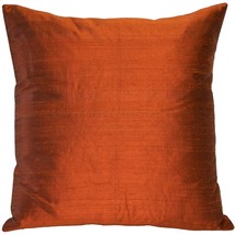 Sankara Burnt Orange Silk Throw Pillow 20x20, with Polyfill Insert - £40.14 GBP