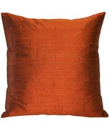 Sankara Burnt Orange Silk Throw Pillow 20x20, with Polyfill Insert - £39.29 GBP