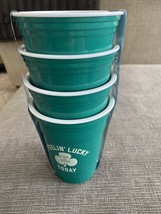 Life is good St. Patrick’s Day cups set of  4 NWT shamrock St Patrick&#39;s 17 oz - £13.50 GBP