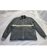 MENS BURNSIDE GREY SAFETY WORK JACKET W/ REFLECTIVE STRIPE XLARGE HAS TEARS - $19.34