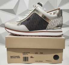Size 7 Women&#39;s Shoes Michael Kors Maddy Mixed Trainer Vanil/Brwn 49T8MAFS1B - £87.29 GBP