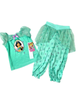 Disney Princess Jasmine Pajamas Girls size 3T Turquoise Green Silky Poly... - £13.36 GBP