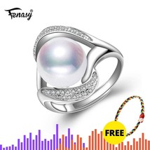 FENASY Pearl Jewelry 925 Sterling Silver Rings For Women Love Luxury Cubic Zirco - £15.03 GBP