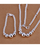 925 silver women Charms beads chain Pretty wedding Earring necklace jewe... - $11.10