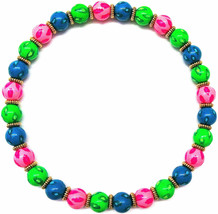 New In Pouch Angela Moore Necklace Green Blue Pink With Flames - £39.46 GBP