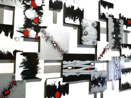 Huge Unique Black White Silver Abstract Modern Wall Sculpture 80x50 Art69 - £672.52 GBP