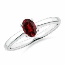 ANGARA 6x4mm Natural Garnet Solitaire Promise Ring in Silver for Women, Girls - £146.81 GBP+