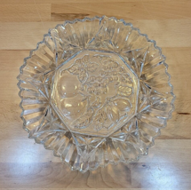 Crystal Glass Fruit Bowl Centerpiece Pointed Edge Optic Fruit Pattern Vt... - $24.99
