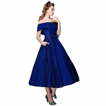 Off The Shoulder Short Beaded Prom Homecoming Dresses Royal Blue US 2 - $66.32