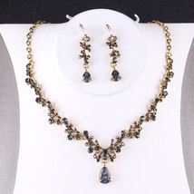 Baroque Vintage Black Crystal Tiaras Crowns Necklace Earrings Set Faux  Bridal J - £35.58 GBP