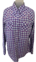 Cruel Girl Purple Yoke Plaid Pearl Button Cotton Long Sleeve Shirt XL - £23.18 GBP