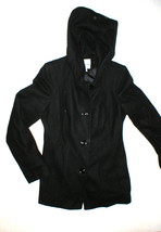 New NWT $180 Womens Long Croft &amp; Barrow Wool Coat S Black Hood Small Peacoat  - £141.21 GBP