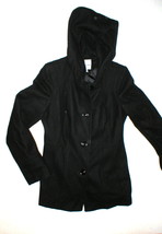 New NWT $180 Womens Long Croft &amp; Barrow Wool Coat S Black Hood Small Peacoat  - £142.41 GBP