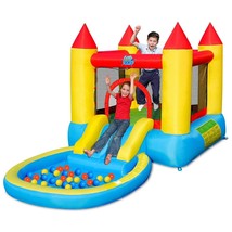 Inflatable Kids Slide Bounce House with 580w Blower - Color: Multicolor - £232.60 GBP