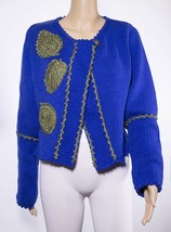 Knitted cardigan with a vintage leaves applique - £131.41 GBP