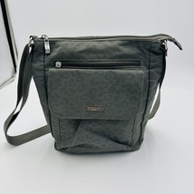 Baggallini Women&#39;s Purse Pocket Town Crossbody Bag Pewter Cheetah Fashion - $22.50