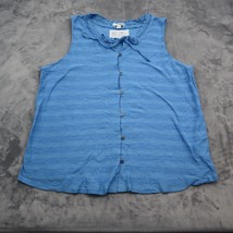 Sonoma Shirt Womens XL Blue Stripes Sleeveless Button Up Round Neck Casual Top - £17.85 GBP