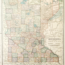 1917 Minnesota State Map Antique Atlas Of The World WW1 Era US DWUU1A - $554.45 MXN
