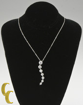 14k White Gold Diamond Wave Pendant 16&quot; Rolo Chain - $25,227.11 MXN