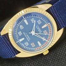 Refurbished Oris Winding Swiss Mens Vintage Wrist Blue Watch 558c-a297241-6 - £15.62 GBP