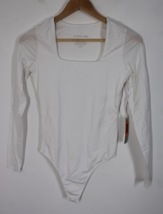 NWT Everlane XS White Long Sleeve Supima Cotton Square Neck Thong Bodysuit Top - £23.80 GBP