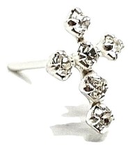 Cross Nose Stud CZ Crystal 925 Sterling Silver 22g (0.6mm) Straight Bendable - £10.46 GBP