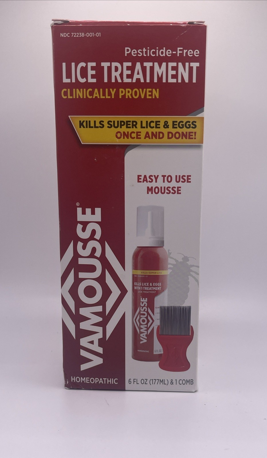 Vamousse Lice Treatment Mousse with Comb Homeopathic-Box Could Vary, Or ... - $12.86