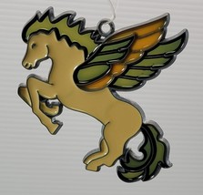 MM) Vintage Suncatcher Stained Acrylic Glass Pegasus Horse Hanging Ornament - $9.89