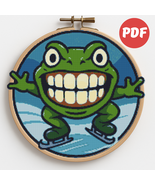 Frog on skates - Cross-stitch pattern PDF - Instant download - $5.00