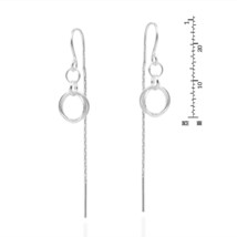 Modern Chic Double Halo Circle Link Sterling Silver Slide Through Earrings - £9.43 GBP