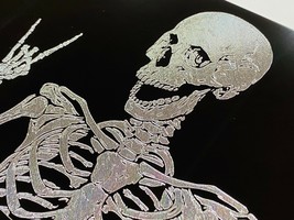 Human Skeleton Rock Roll On Car Tag Engraved Black Silver Etched License... - £18.07 GBP