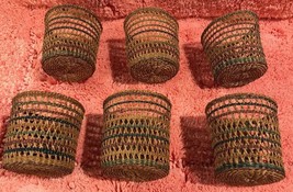  6 Hand Woven? Caned Reed Tumbler Holder Coasters 2 1/2&quot; x 2 3/4&quot; Snack Baskets - £23.40 GBP